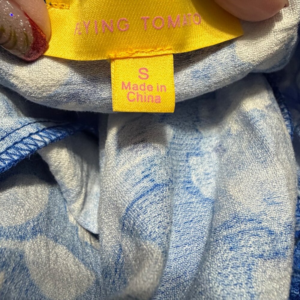 Flying Tomato Maxi Dress Small Blue Floral Backless Tie Back Boho Cottagecore‎ - Picture 10 of 11